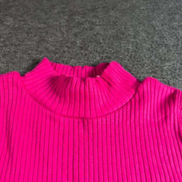 Vintage B. Moss‎ Sleeveless Sweater Women's Small Turtleneck Hot Pink Ribbed - Picture 7 of 9